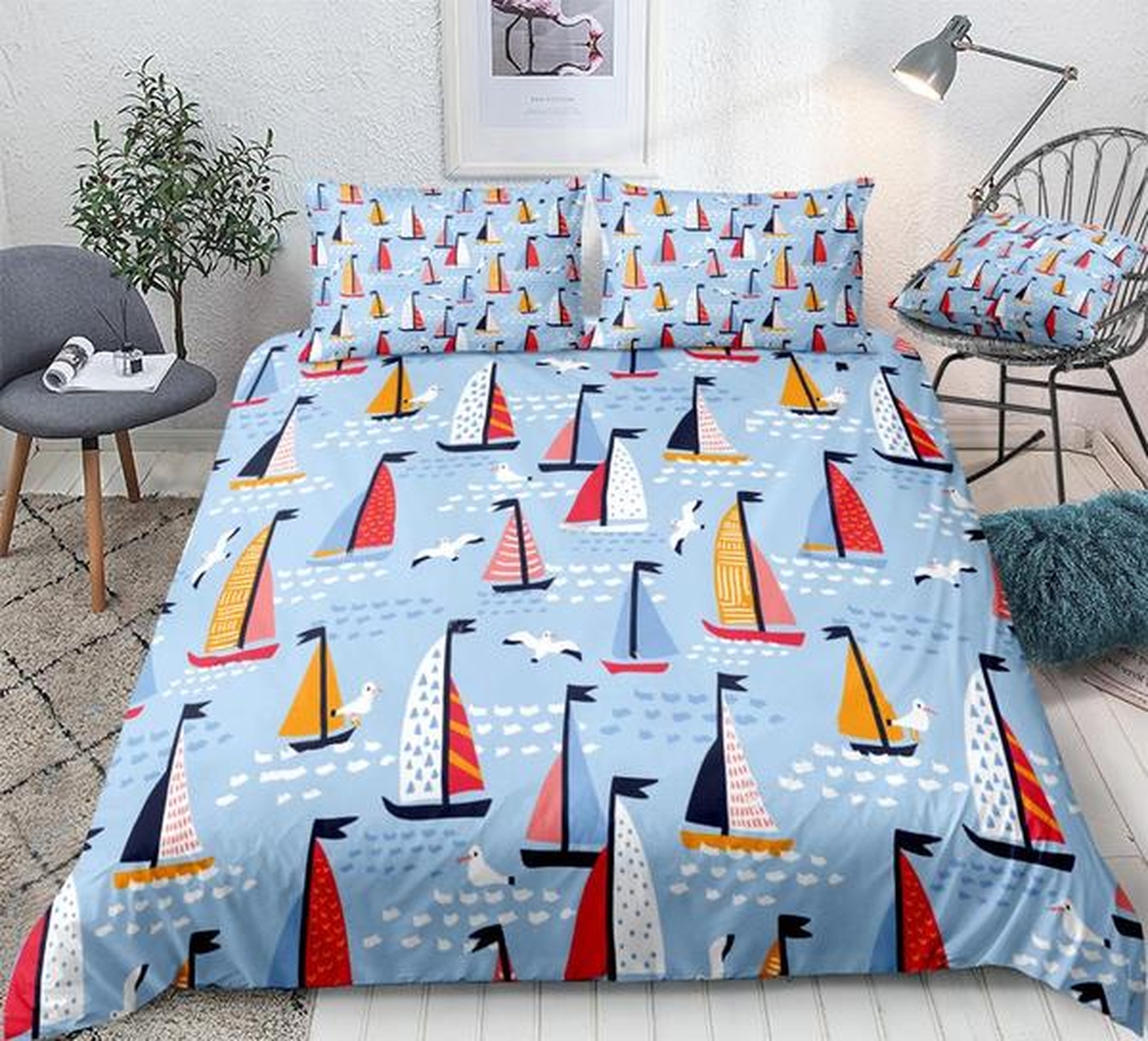 Sailing Yachts Bed Sheets Spread Duvet Cover Bedding Set - Unique Anime Apparel for Fans