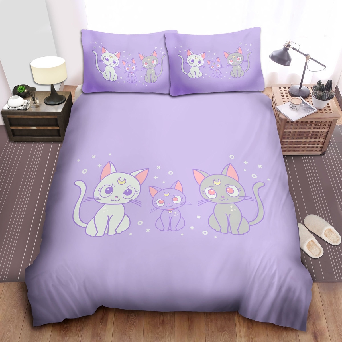 Sailor Moon Luna Artemis And Diana Bed Sheets Spread Duvet Cover Bedding Set - Unique Anime Apparel for Fans