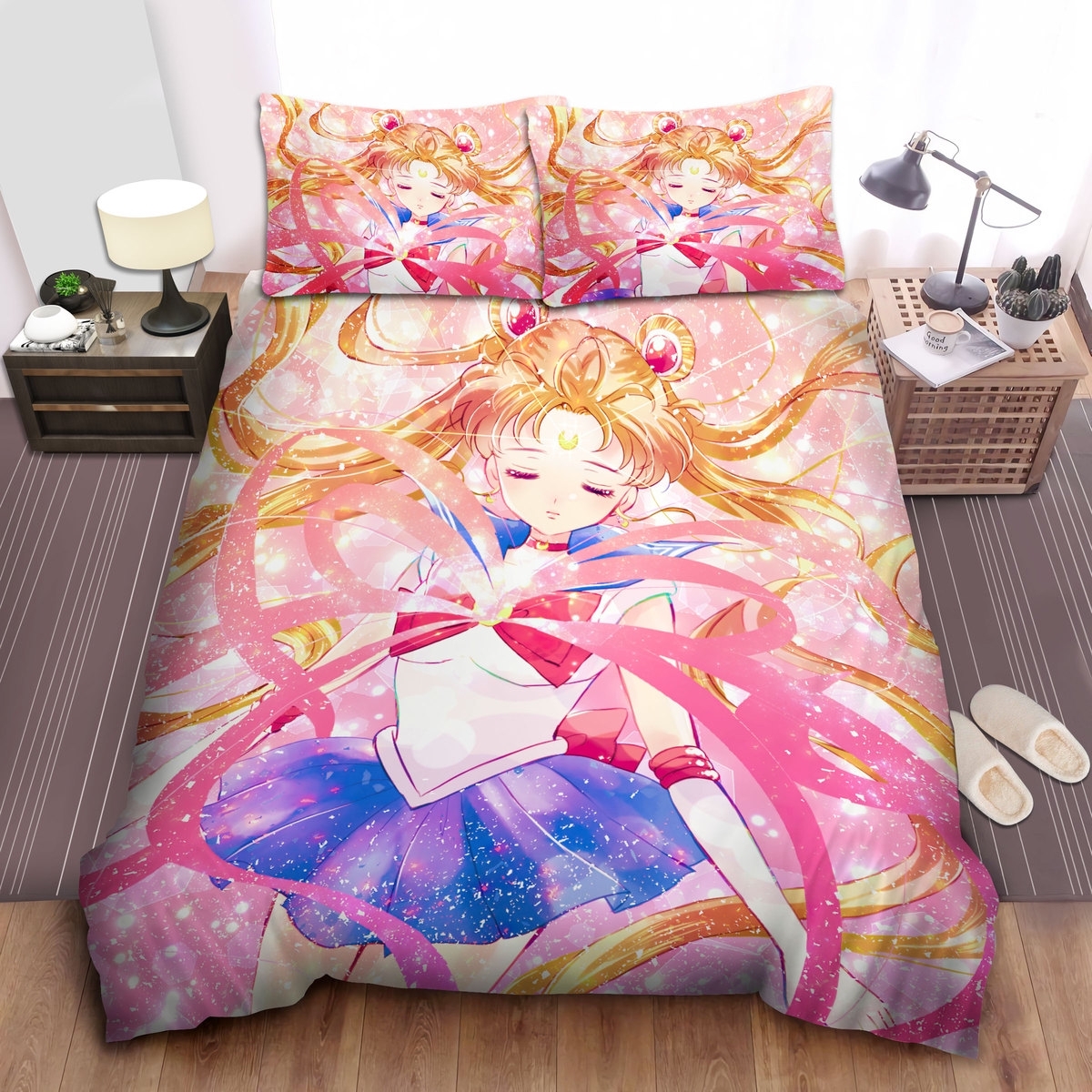 Sailor Moon, Usagi Tsukino's Transformation Bed Sheets Spread Comforter Duvet Cover Bedding Set - Unique Anime Apparel for Fans