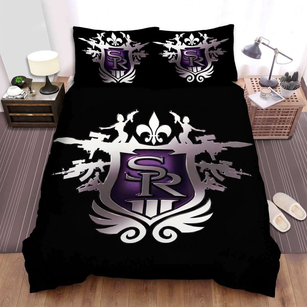 Saints Row The Third Guns And Girls Logo Bed Sheets Spread Duvet Cover Bedding Set - Unique Anime Apparel for Fans