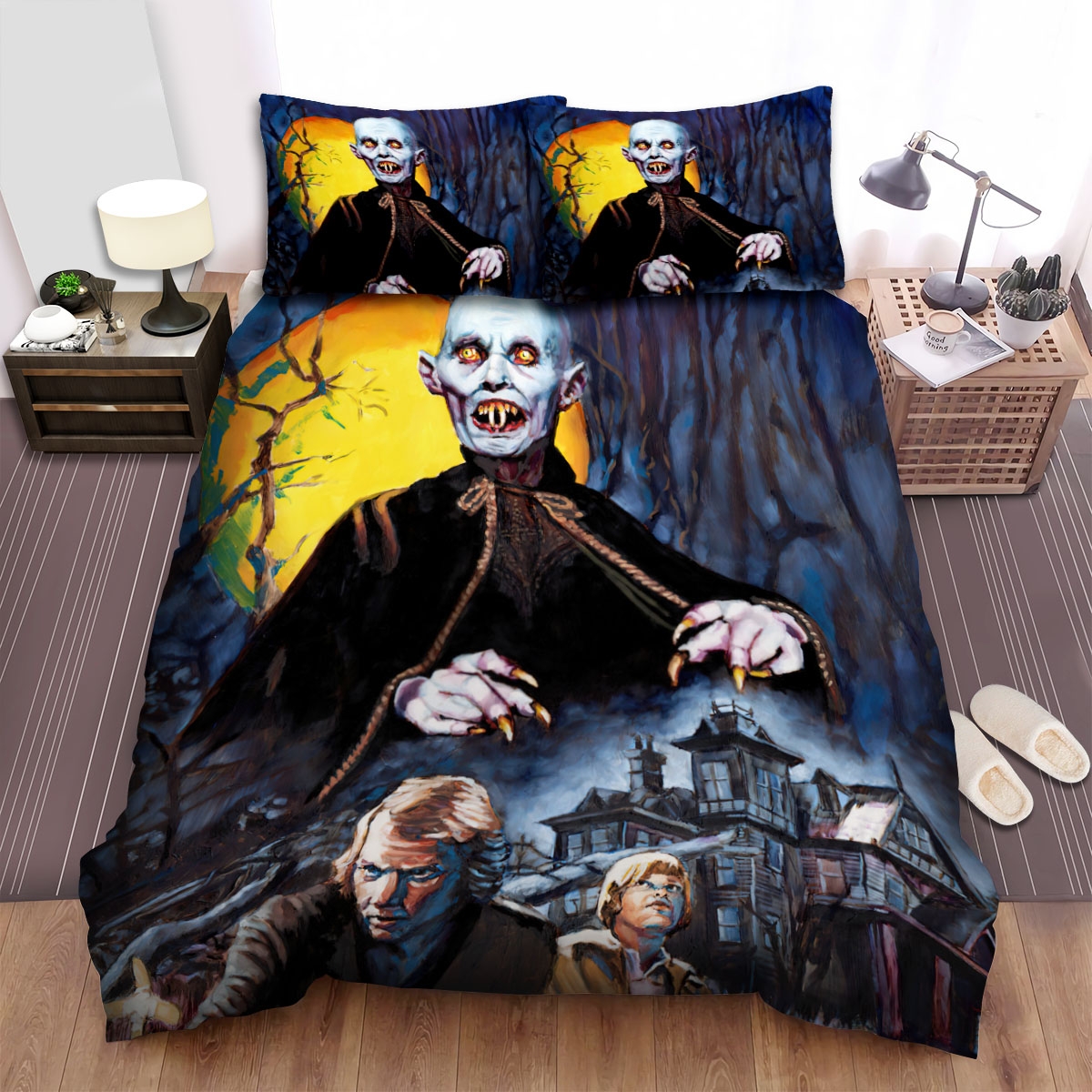 Salem's Lot With Moon Bed Sheets Spread Comforter Duvet Cover Bedding Set - Unique Anime Apparel for Fans