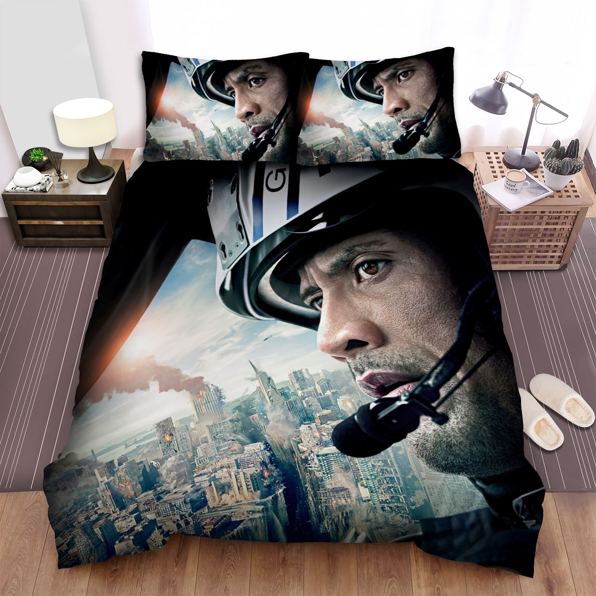 San Andreas (2015) Movie Captain Image Bed Sheets Spread Duvet Cover Bedding Set - Unique Anime Apparel for Fans