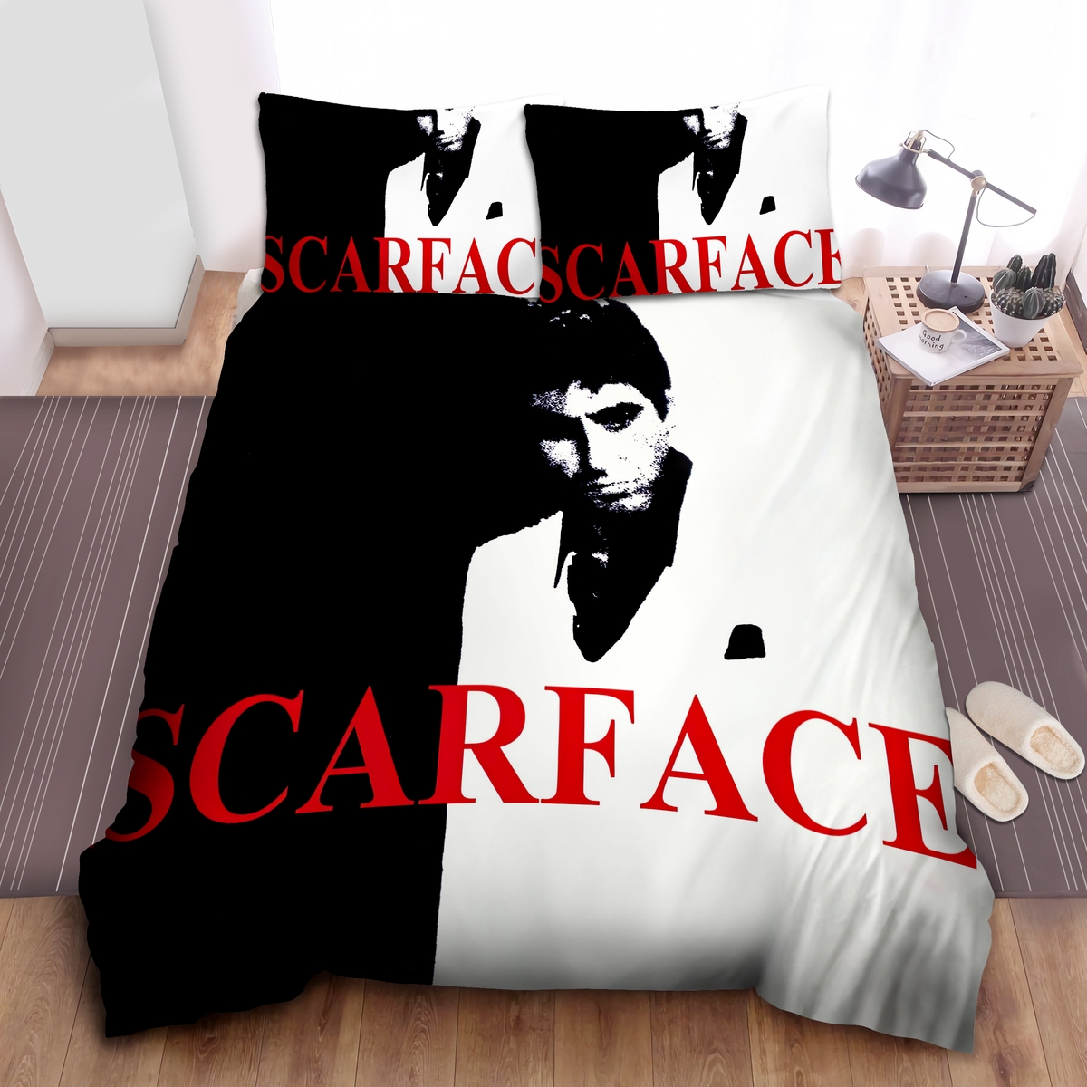 Scarface Al Pacino Original Vintage Movie Poster Bed Sheets Spread Duvet Cover Bedding Set - Unique Anime Apparel for Fans