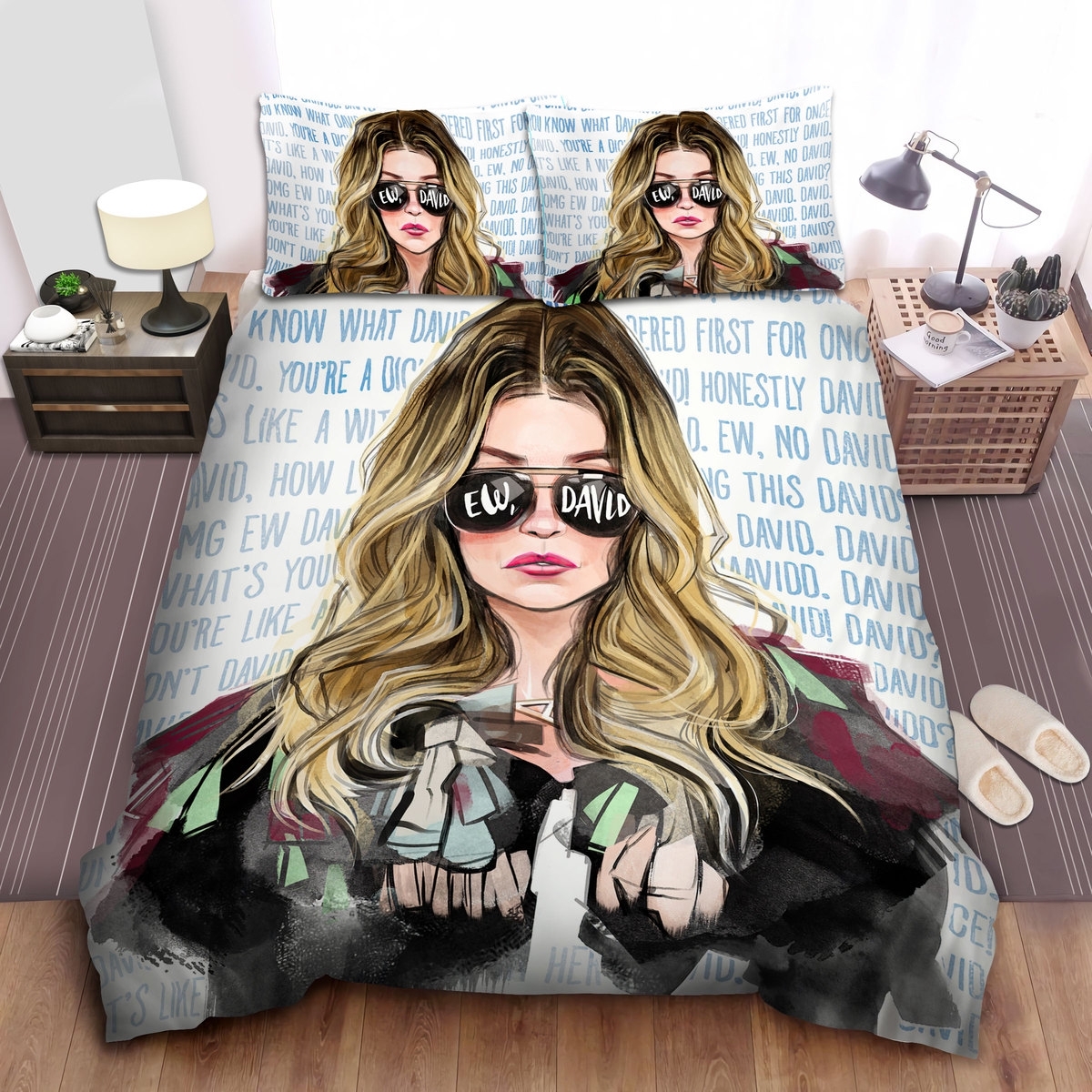 Schitt's Creek Alexis Rose With Iconic Ew David Drawing Bed Sheets Spread Comforter Duvet Cover Bedding Set - Unique Anime Apparel for Fans