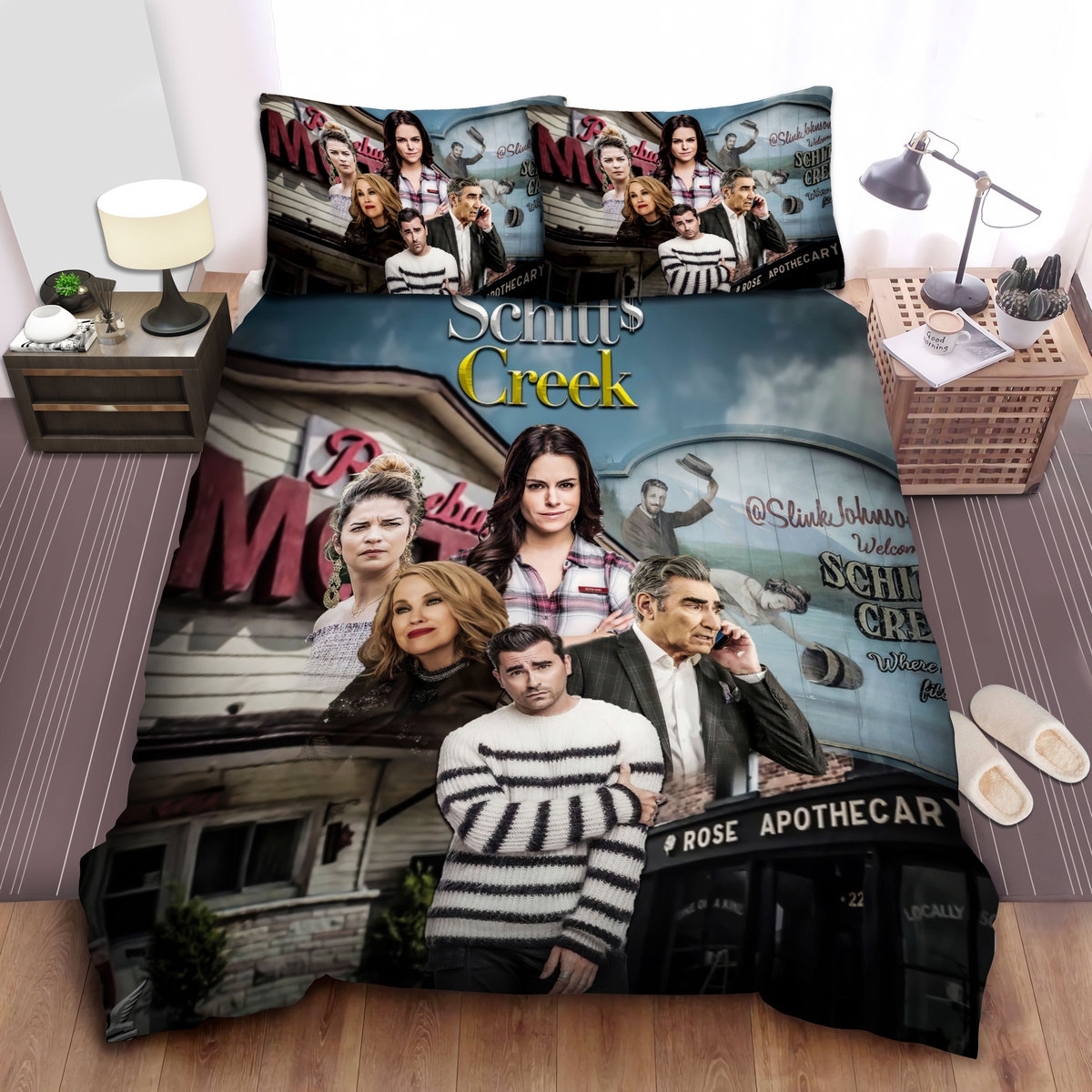 Schitt's Creek Characters In Digital Art Bed Sheets Spread Comforter Duvet Cover Bedding Set - Unique Anime Apparel for Fans