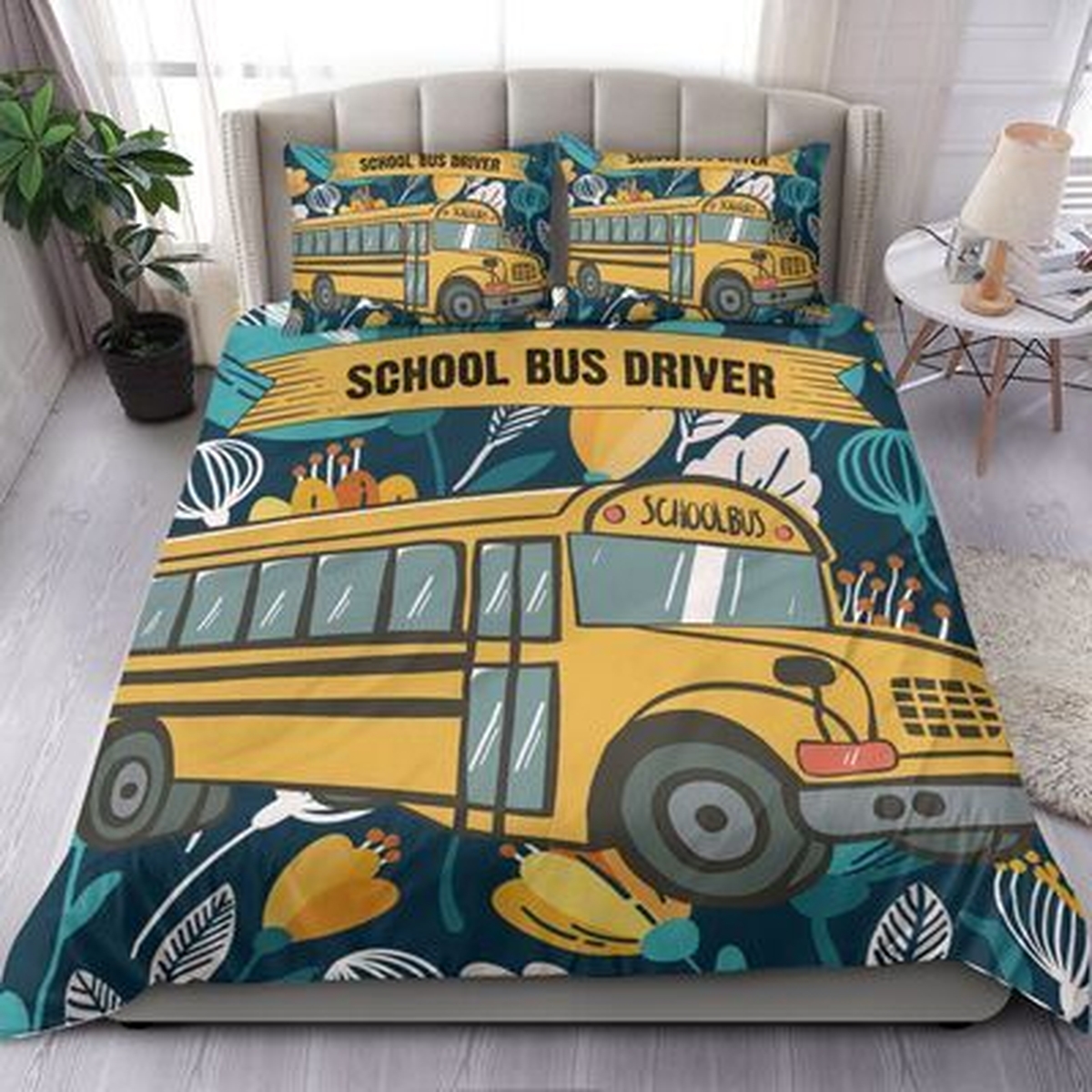 School Bus Driver Bed Sheets Spread Duvet Cover Bedding Set - Unique Anime Apparel for Fans