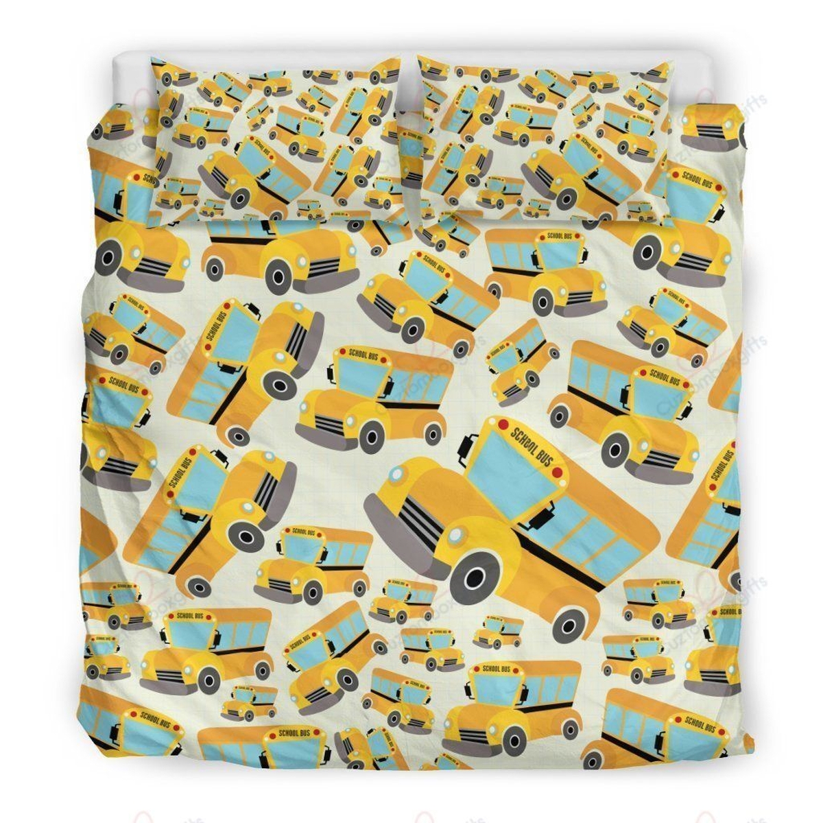 School Bus Pattern Bedding Set Bed Sheets Spread Comforter Duvet Cover Bedding Set - Unique Anime Apparel for Fans