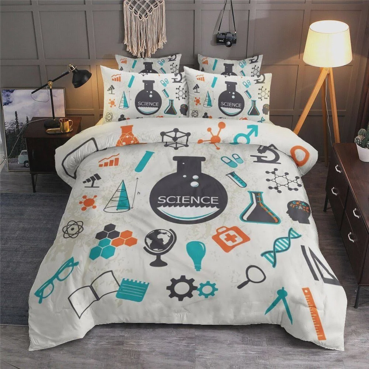 Science Knowledge Pattern Duvet Cover Bedding Set - Unique Anime Apparel for Fans