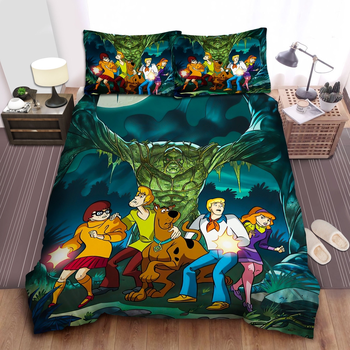 Scooby Doo Movies Green Monster Bed Sheets Spread Duvet Cover Bedding Set - Unique Anime Apparel for Fans