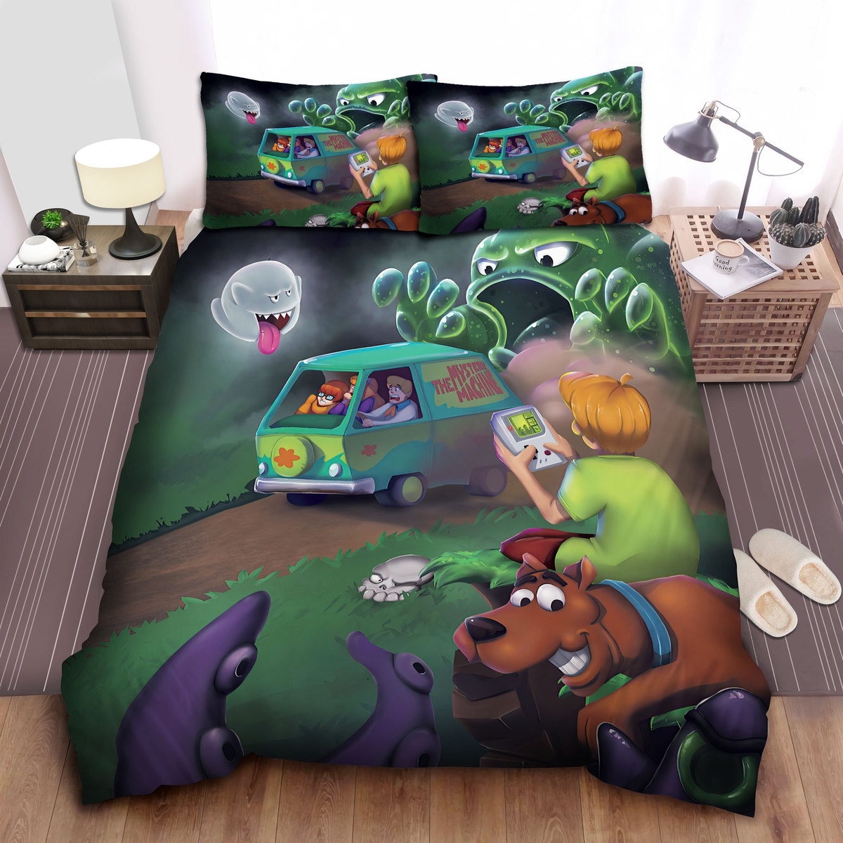 Scooby Doo Movies Scooby Doo Carrying Shaggy Bed Sheets Spread Duvet Cover Bedding Settomb - Unique Anime Apparel for Fans