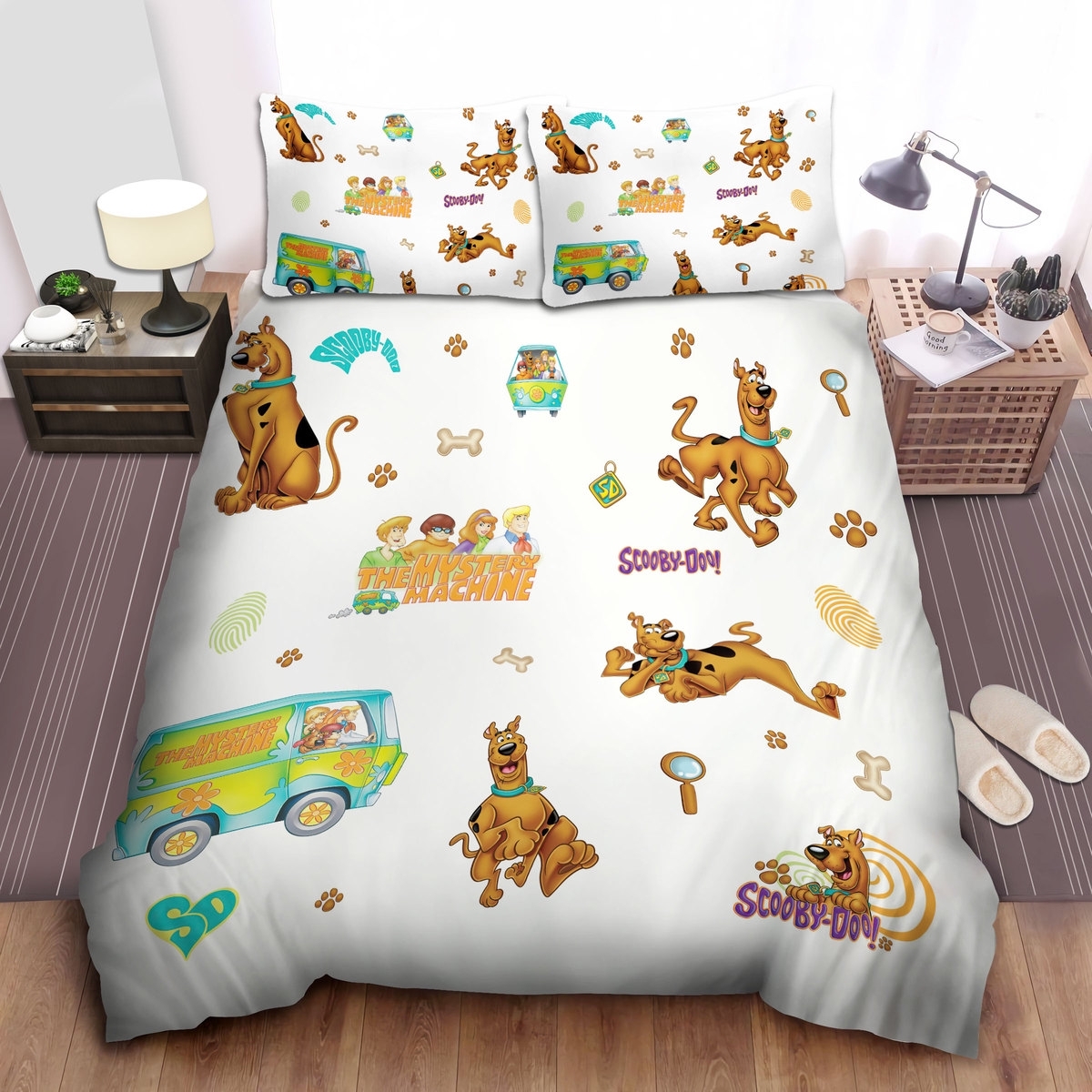 Scooby Doo Movies The Mystery Machine Bed Sheets Spread Duvet Cover Bedding Settomb - Unique Anime Apparel for Fans