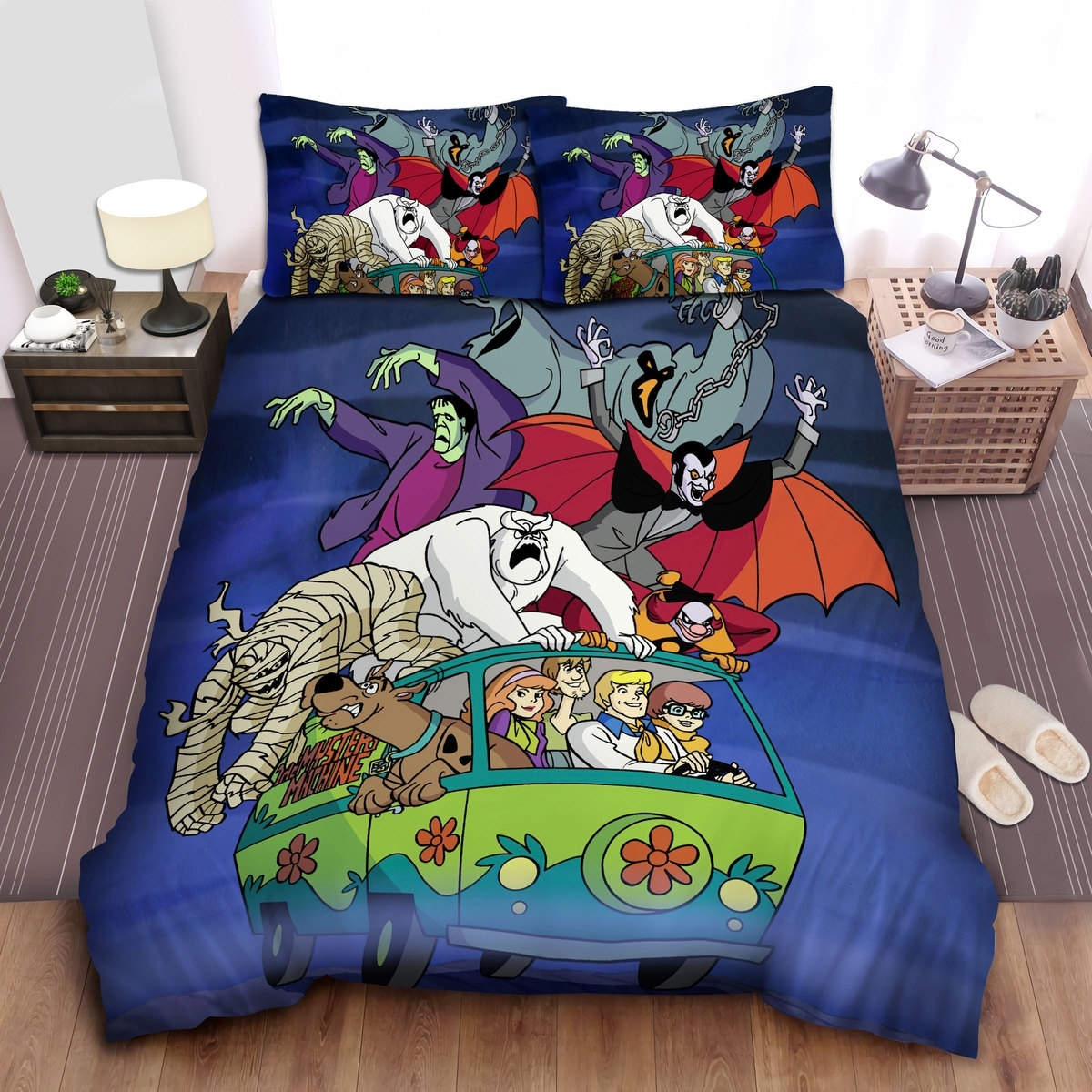 Scooby Doo Movies Vampire Mummy And Frankenstein Bed Sheets Spread Duvet Cover Bedding Set - Unique Anime Apparel for Fans