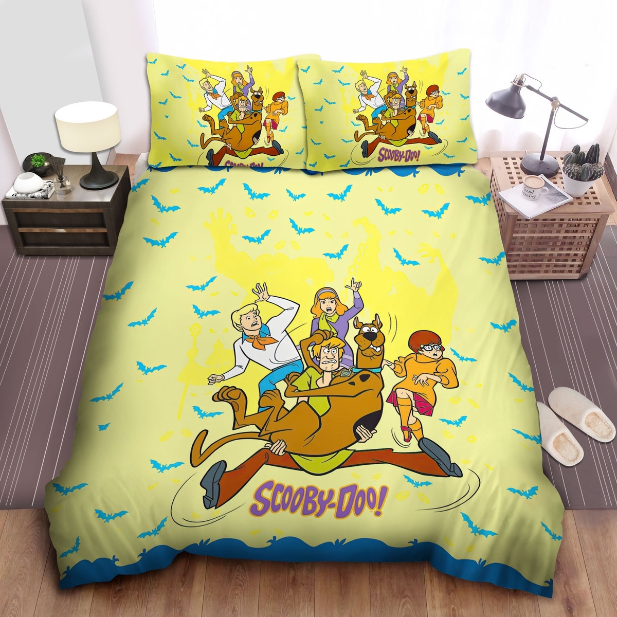 Scooby Doo Movies Yellow Ghosts Bed Sheets Spread Duvet Cover Bedding Set - Unique Anime Apparel for Fans