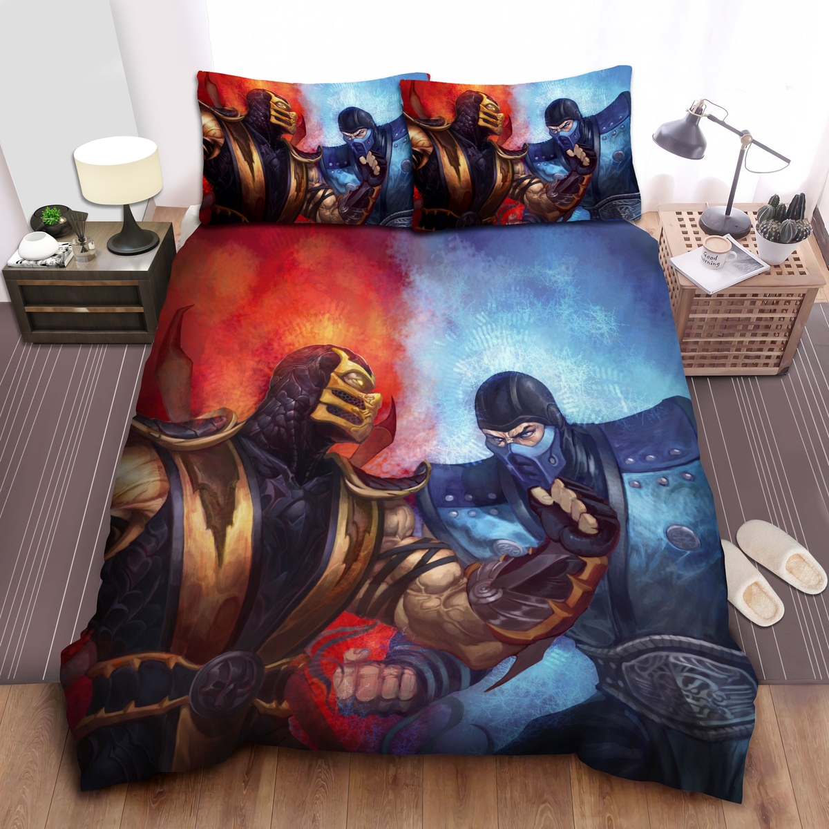 Scorpion And Sub-Zero Bed Sheets Spread Duvet Cover Bedding Set - Unique Anime Apparel for Fans