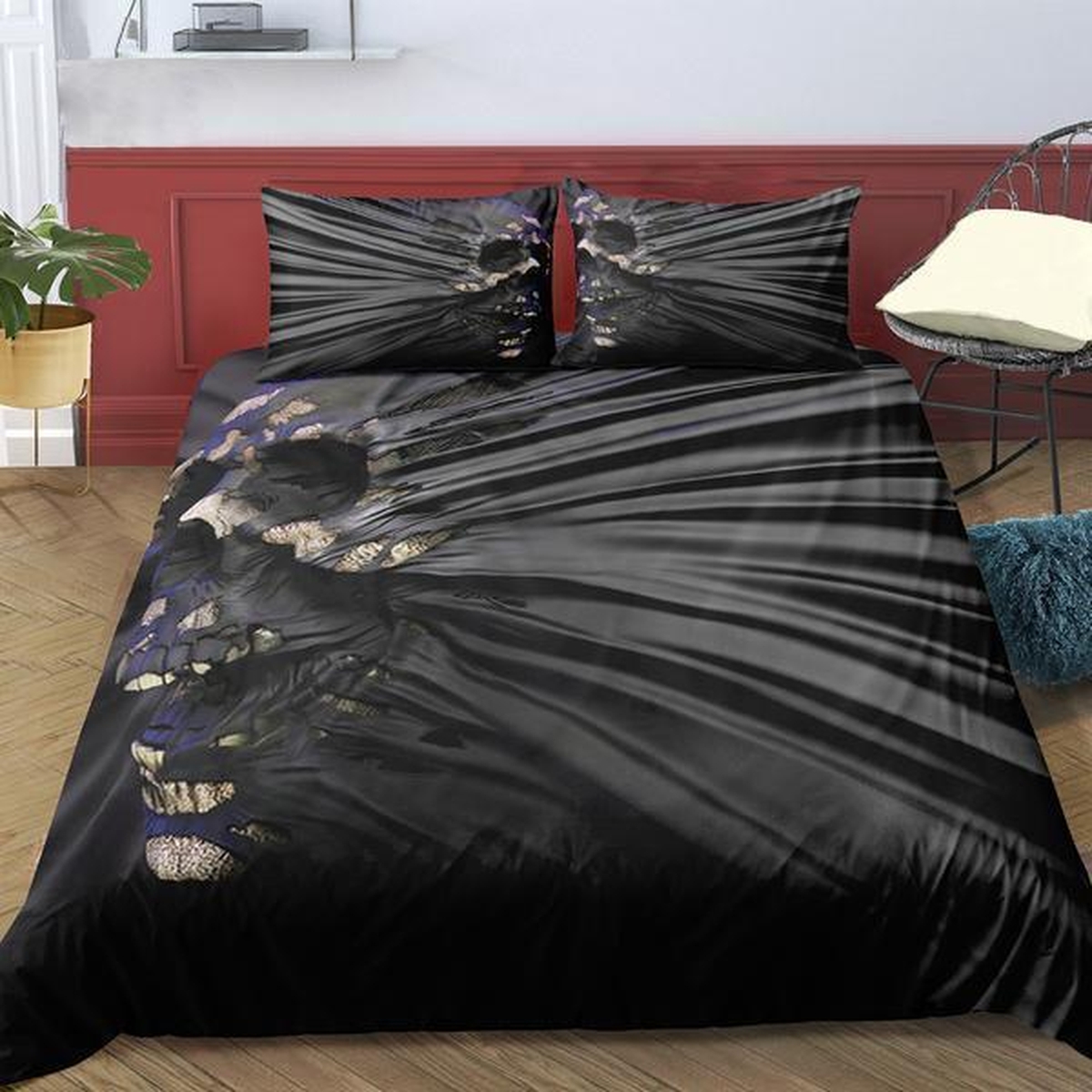 Scream Skull Bedding Set Bed Sheets Spread Comforter Duvet Cover Bedding Set - Unique Anime Apparel for Fans