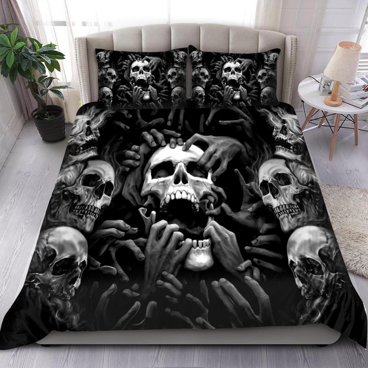 Screaming Skull Bedding Set Duvet Cover Bedding Set - Unique Anime Apparel for Fans