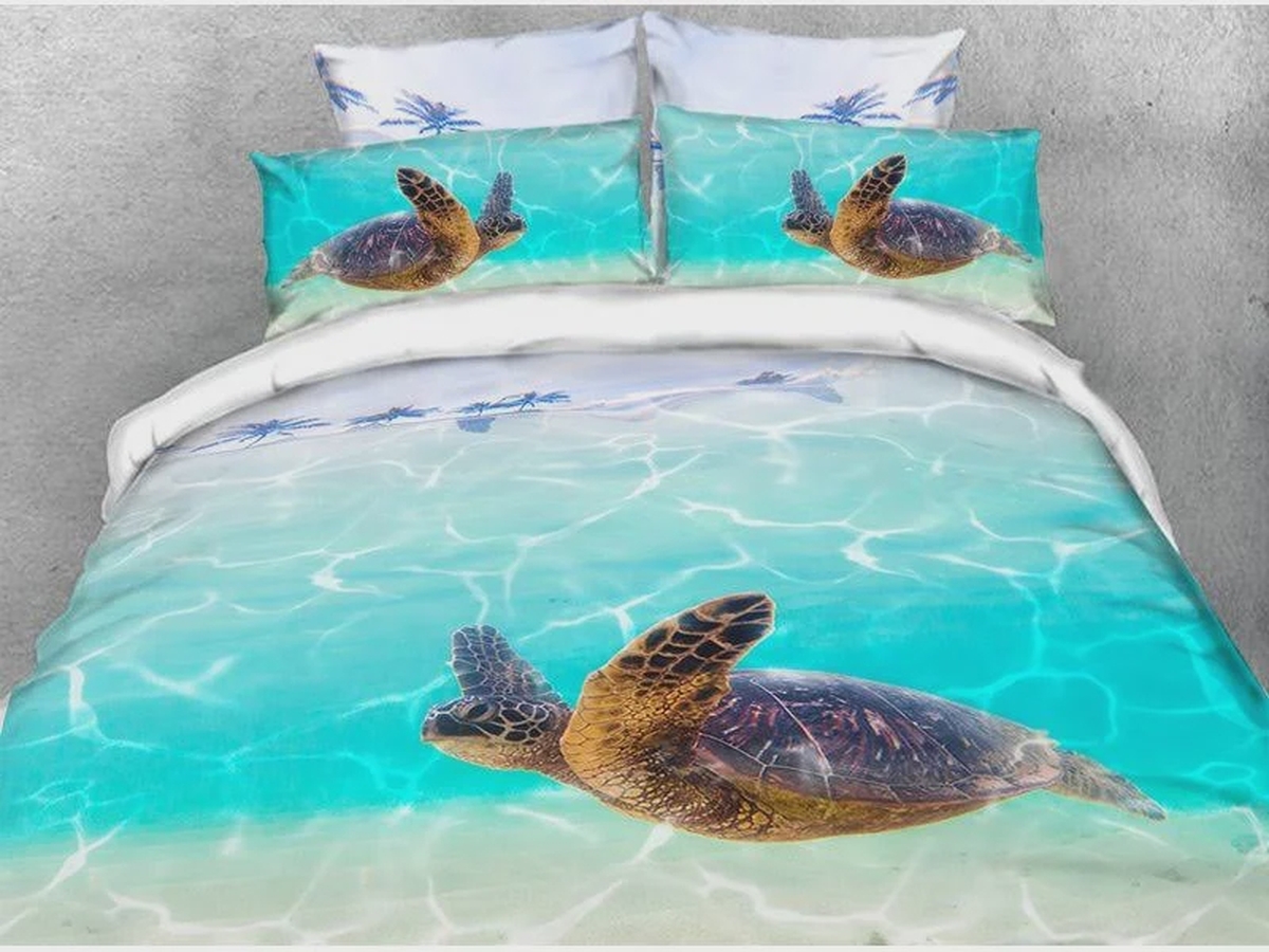 Sea Turtle and Sea Soft Warm Bed Sheets Spread Duvet Cover Bedding Set - Unique Anime Apparel for Fans