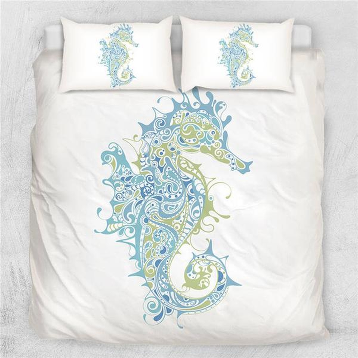 Seahorse Themed Bed Sheets Spread Duvet Cover Bedding Set - Unique Anime Apparel for Fans