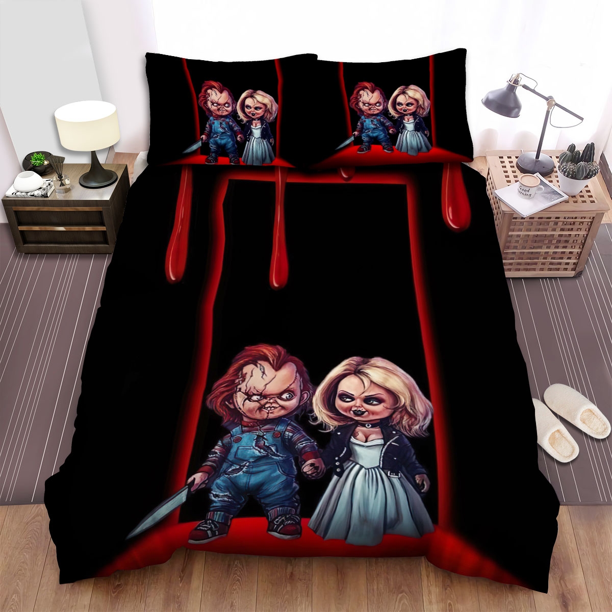 Seed Of Chucky Blood Bed Sheets Spread Duvet Cover Bedding Set - Unique Anime Apparel for Fans