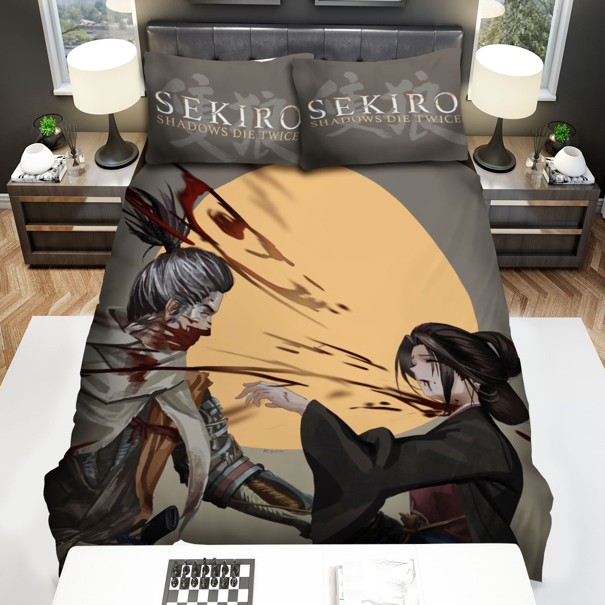 Sekiro Shadows Die Twice Wolf Defeats Emma Scene Artwork Bed Sheets Spread Duvet Cover Bedding Set - Unique Anime Apparel for Fans