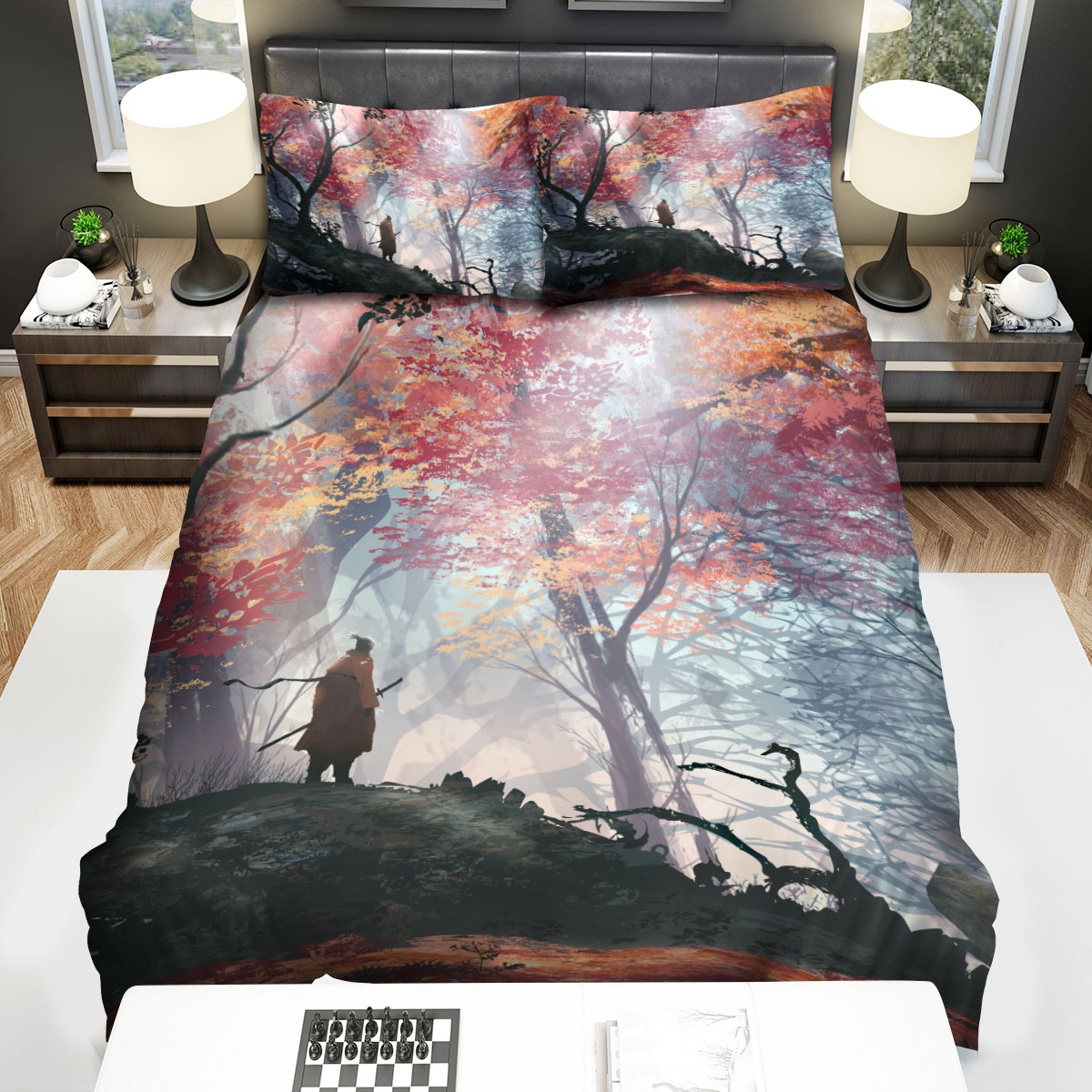 Sekiro Shadows Die Twice Wolf In Hidden Forest Artwork Bed Sheets Spread Duvet Cover Bedding Set - Unique Anime Apparel for Fans