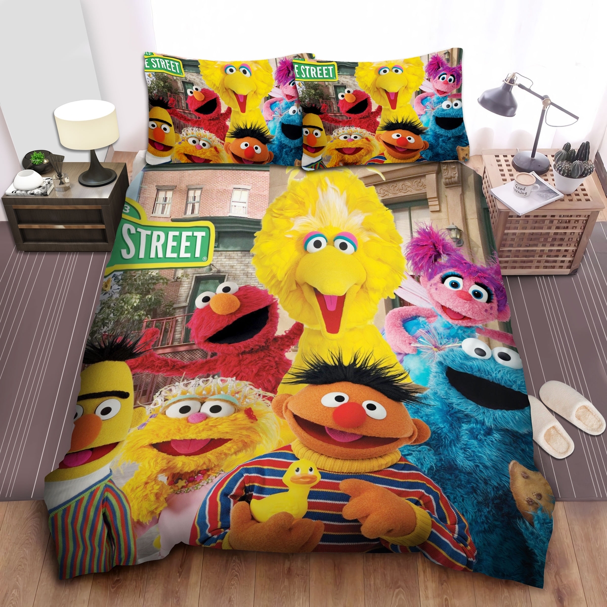 Sesame Street Small Rubber Duck Bed Sheets Spread Duvet Cover Bedding Set - Unique Anime Apparel for Fans