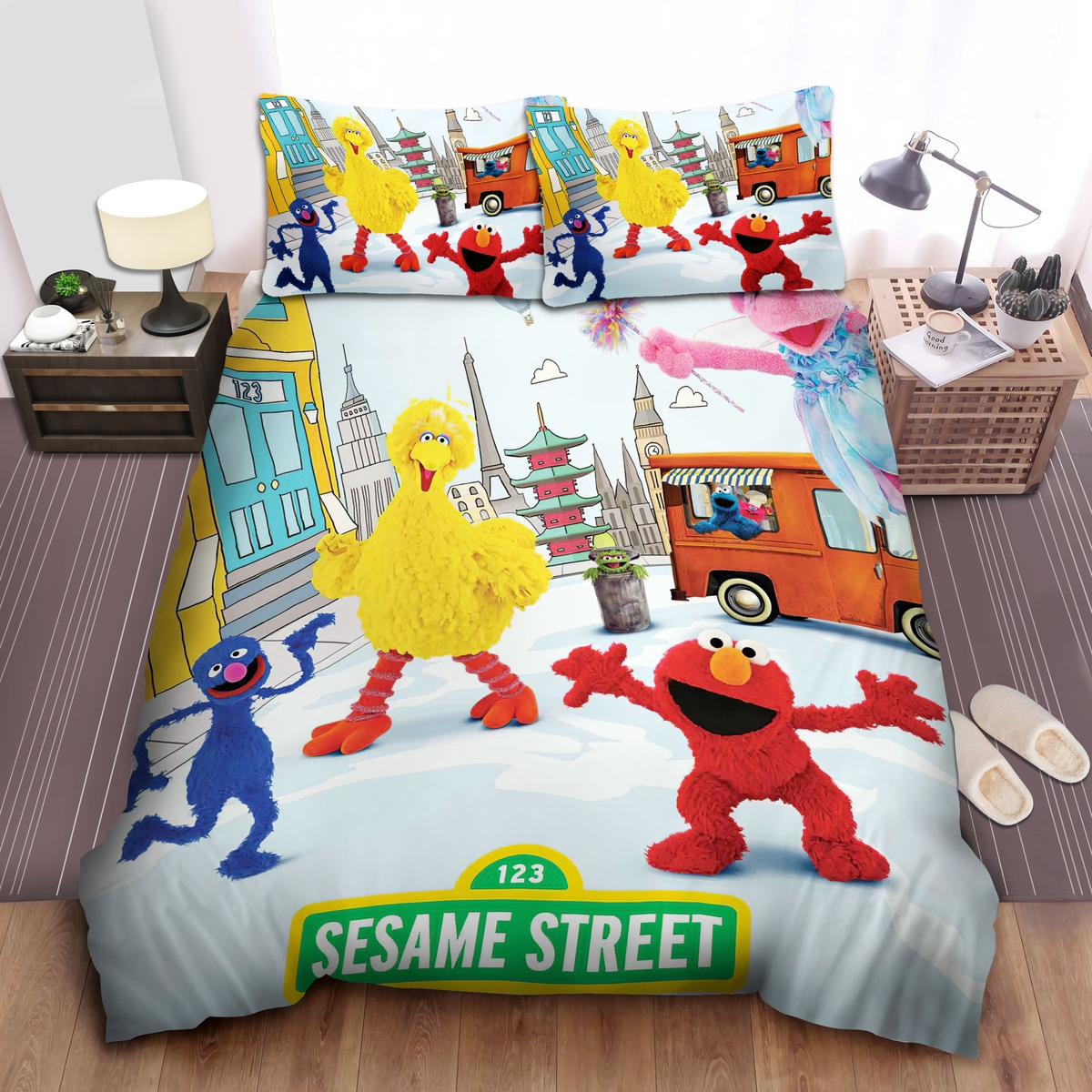 Sesame Street Where Everyone Is Welcome Bed Sheets Spread Duvet Cover Bedding Set - Unique Anime Apparel for Fans