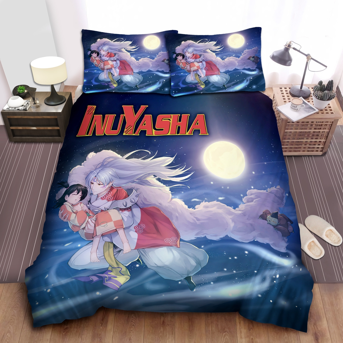 Sesshomaru Holding Rin Bed Sheets Spread Duvet Cover Bedding Set - Unique Anime Apparel for Fans