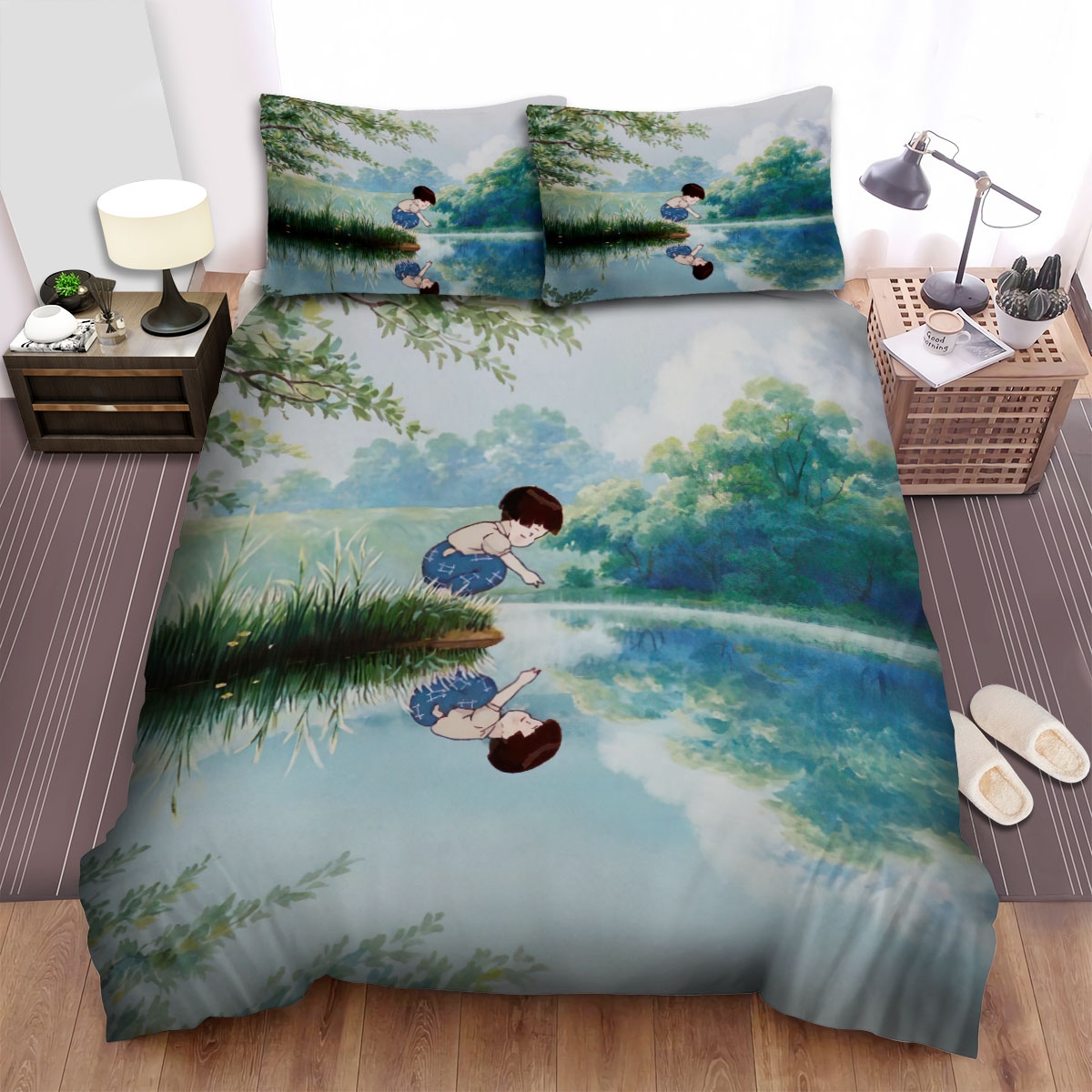 Setsuko In The Shore Bed Sheets Spread Duvet Cover Bedding Set - Unique Anime Apparel for Fans