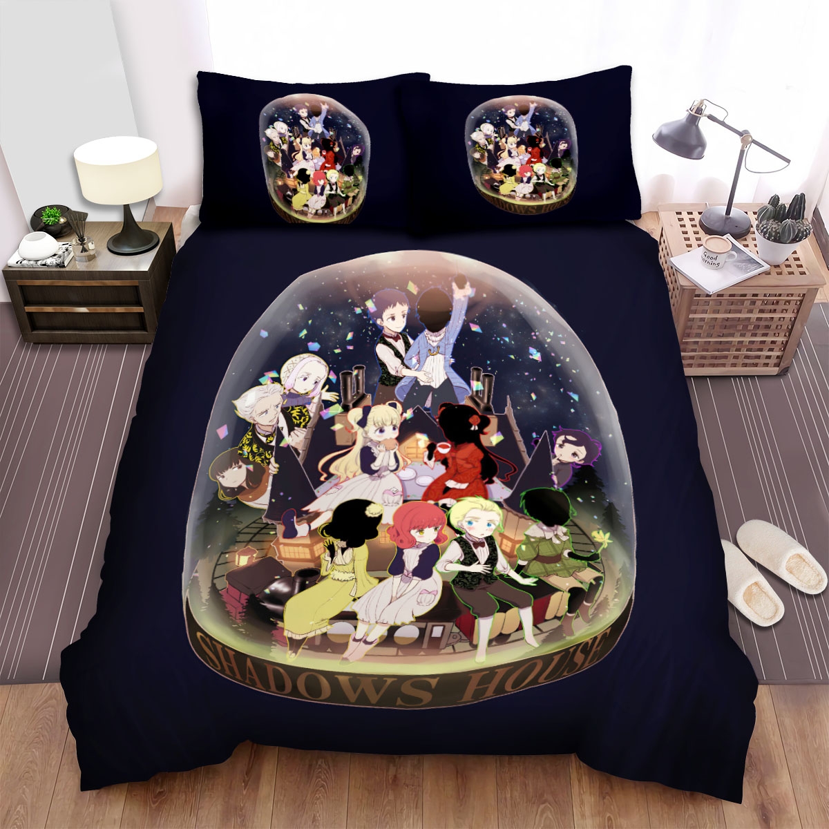 Shadows House Main Characters Inside Crystal Ball Bed Sheets Spread Duvet Cover Bedding Set - Unique Anime Apparel for Fans
