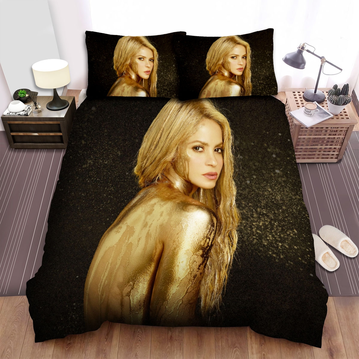 Shakira Gold Bed Sheets Spread Duvet Cover Bedding Set - Unique Anime Apparel for Fans