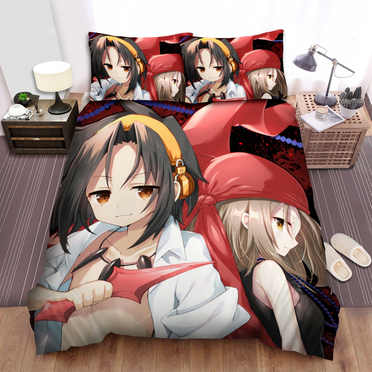 Shaman King Kyouyama Anna And Asakura Yoh Bed Sheets Spread Duvet Cover Bedding Set - Unique Anime Apparel for Fans