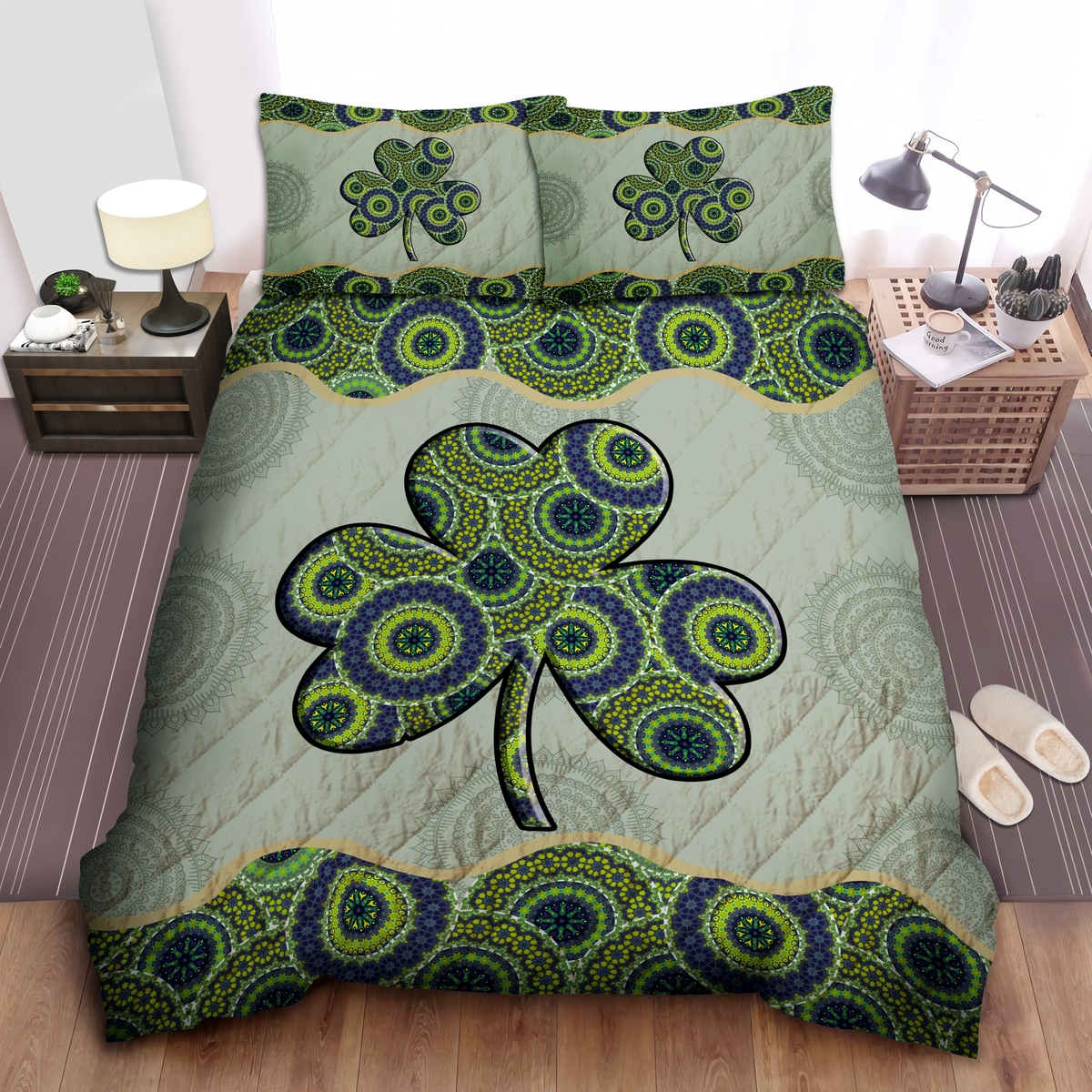 Shamrock Quilt Bedding Set - Unique Anime Apparel for Fans