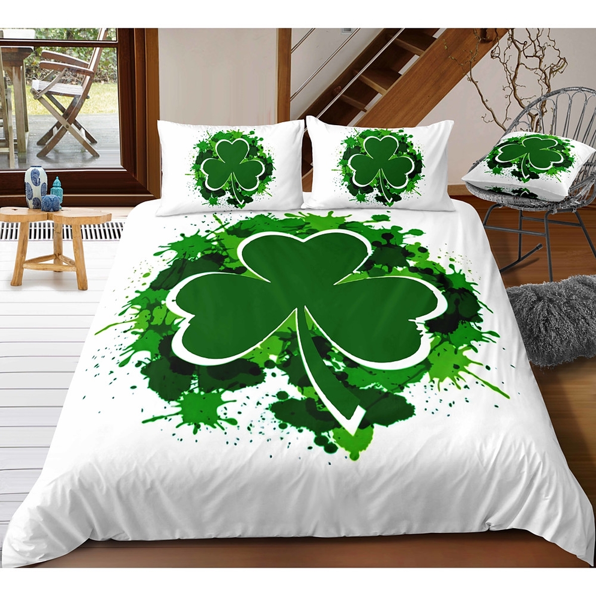 Shamrock St.Patrick's Day Bedding Set Bed Sheets Spread Comforter Duvet Cover Bedding Set - Unique Anime Apparel for Fans