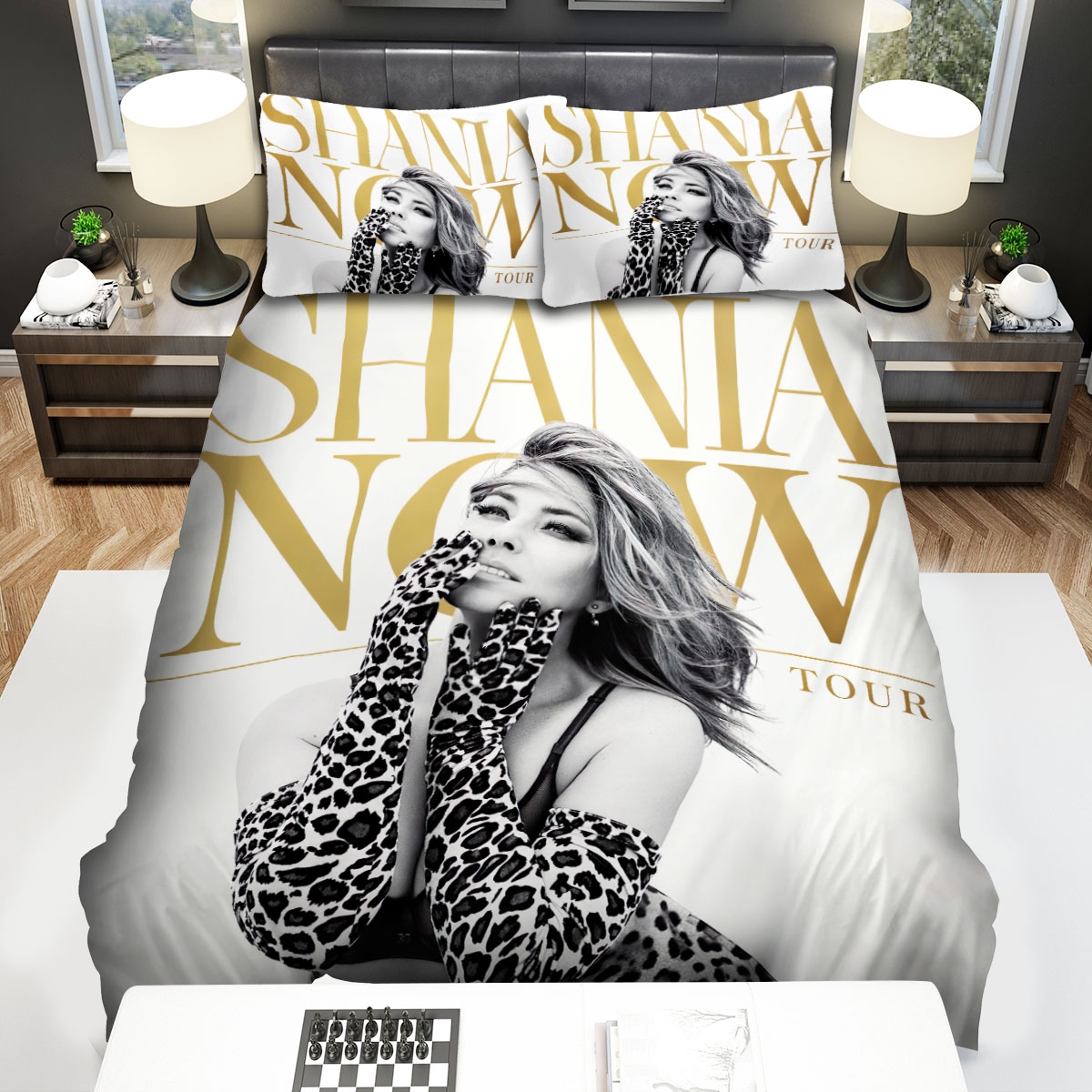 Shania Twain In Leopard Pattern Bed Sheets Spread Duvet Cover Bedding Set - Unique Anime Apparel for Fans