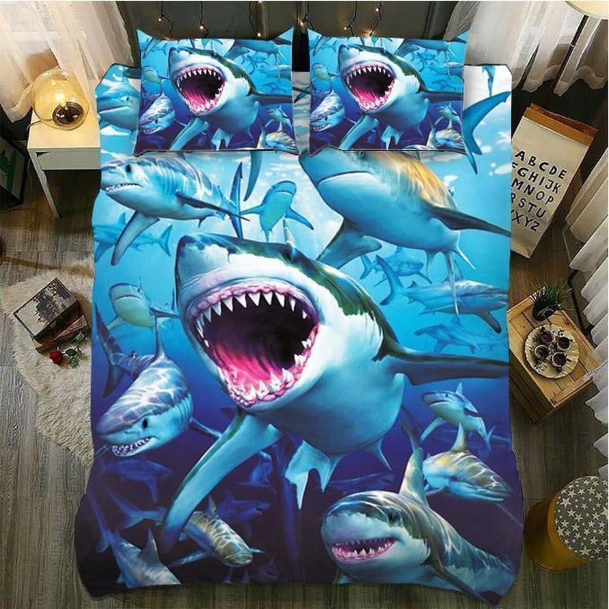 Shark Bed Sheets Spread Comforter Duvet Cover Bedding Set - Unique Anime Apparel for Fans