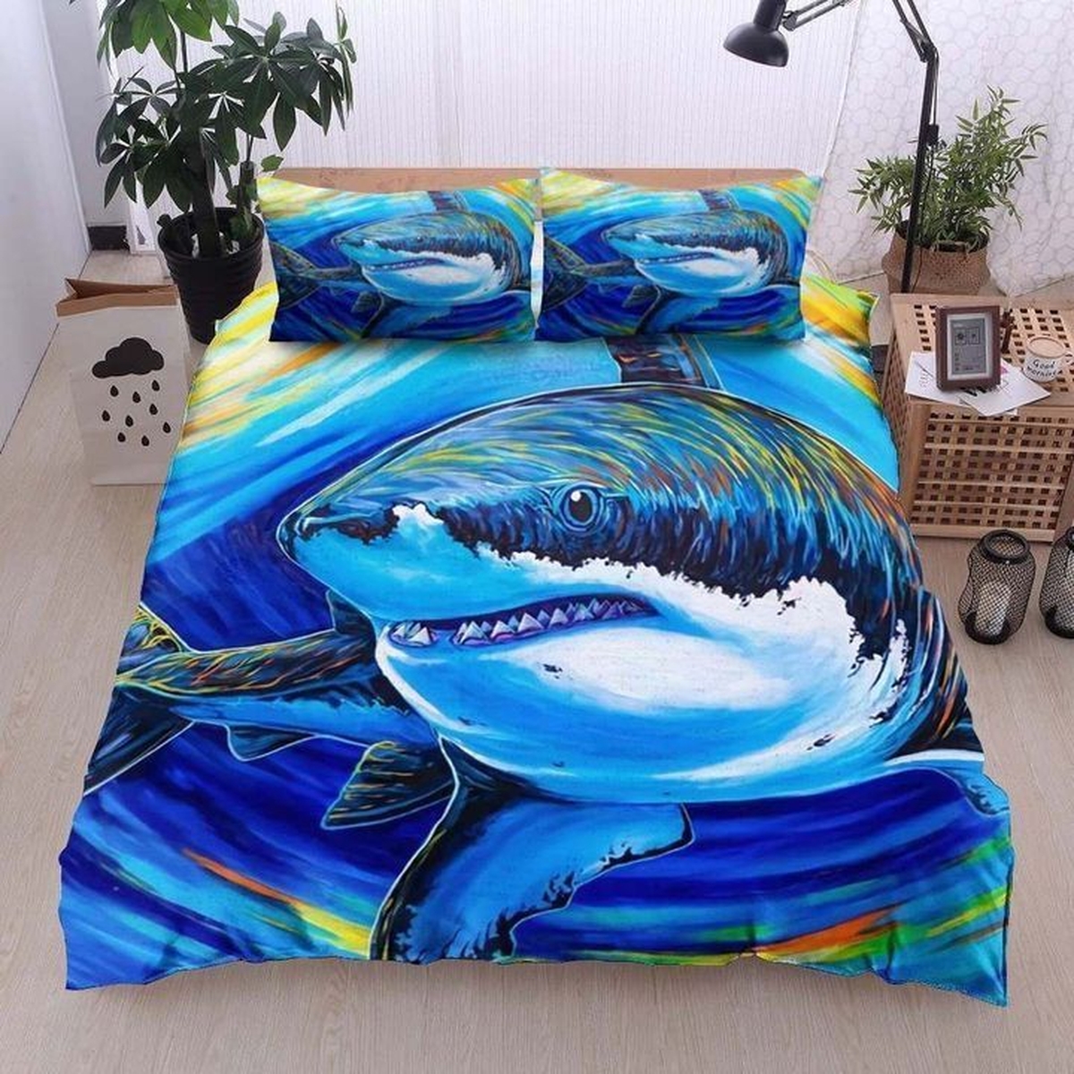 Shark Bed Sheets Spread Duvet Cover Bedding Set Perfect Gifts For Shark Lover Gifts For Birthday Christmas Thanksgiving - Unique Anime Apparel for Fans