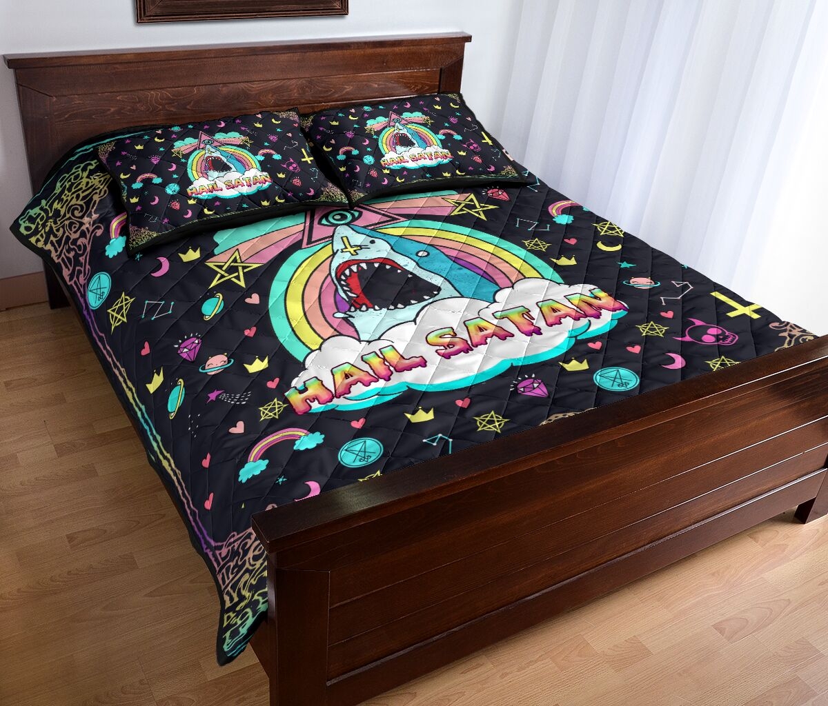 Shark Hail Satan Quilt Bedding Set - Unique Anime Apparel for Fans