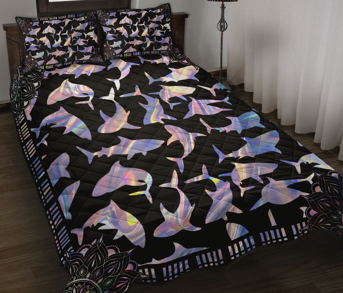 Shark Hologram Style Quilt Bedding Set - Unique Anime Apparel for Fans