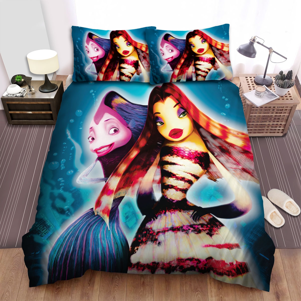 Shark Tale (2004) Movie Poster Theme 3 Bed Sheets Spread Duvet Cover Bedding Set - Unique Anime Apparel for Fans