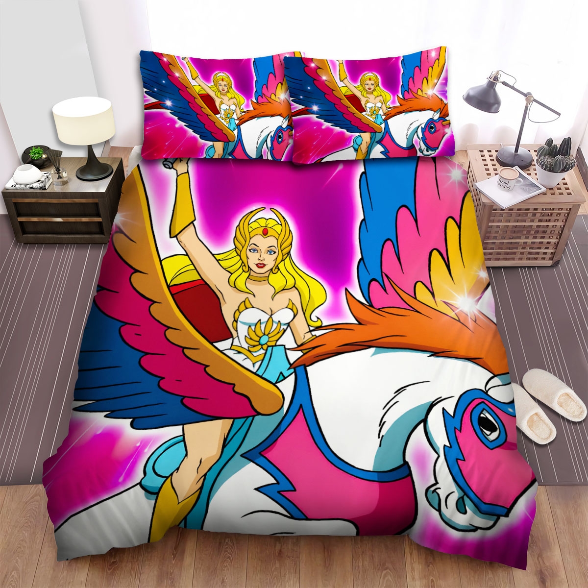 She-Ra And The Princesses Of Power Adora And Her Unicorn Bed Sheets Spread Duvet Cover Bedding Set - Unique Anime Apparel for Fans