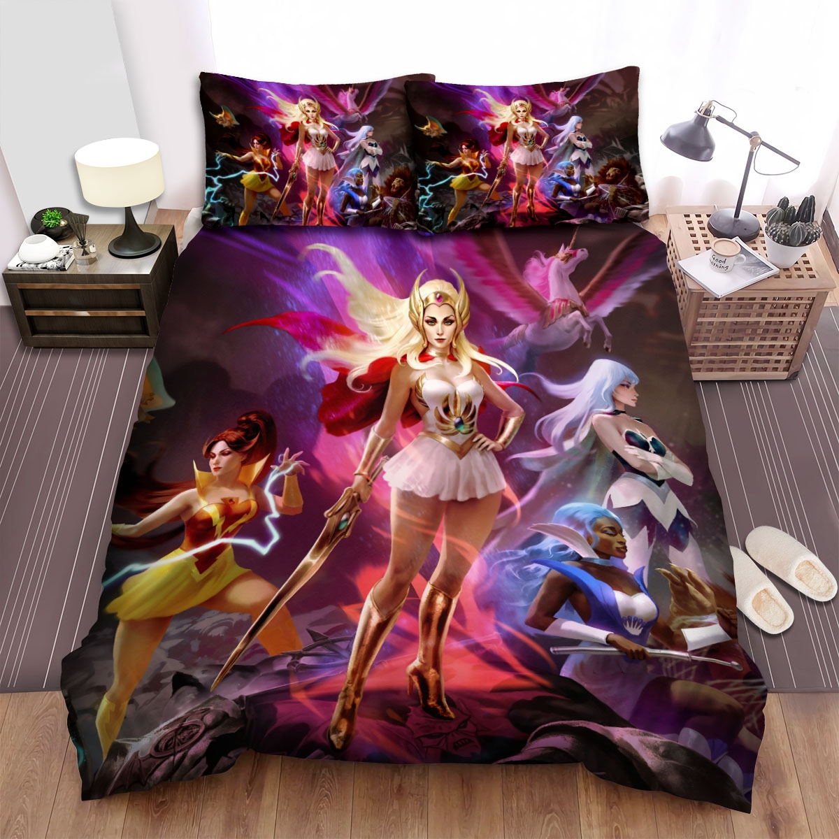 She-Ra And The Princesses Of Power Family Picture Bed Sheets Spread Duvet Cover Bedding Set - Unique Anime Apparel for Fans