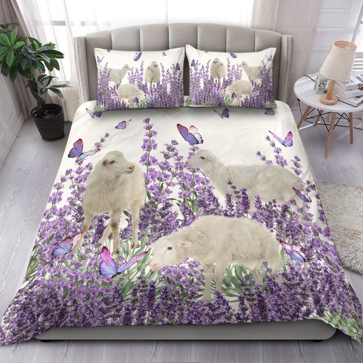 Sheep And Lavender Duvet Cover Bedding Set - Unique Anime Apparel for Fans