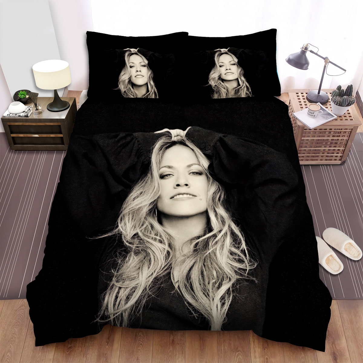 Sheryl Crow Cool Portrait Bed Sheets Spread Duvet Cover Bedding Set - Unique Anime Apparel for Fans