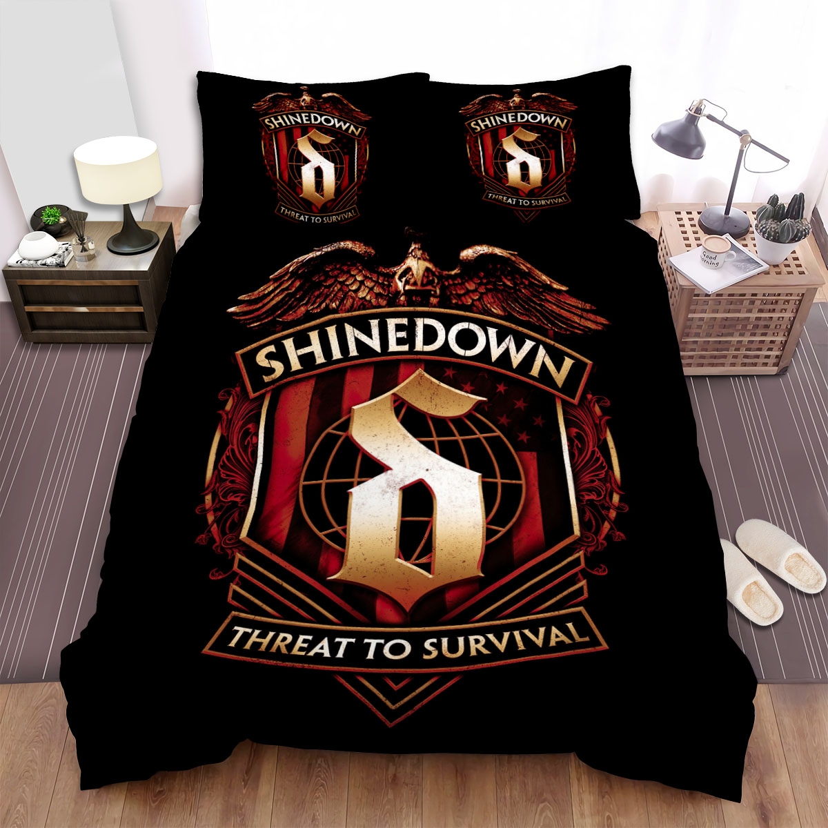 Shinedown Photo Threat To Survival Bed Sheets Spread Duvet Cover Bedding Set - Unique Anime Apparel for Fans
