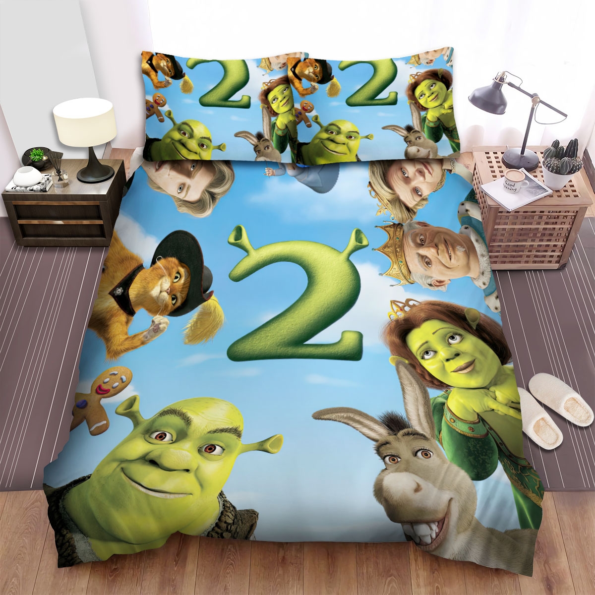 Shrek (2001) Movie Shrek And Friends Bed Sheets Spread Duvet Cover Bedding Set - Unique Anime Apparel for Fans