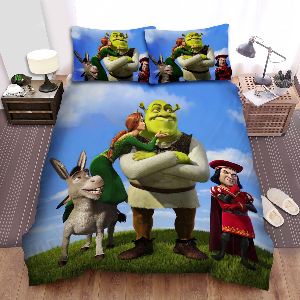 Shrek (2001) Movie Wallpaper 2 Bed Sheets Spread Duvet Cover Bedding Set - Unique Anime Apparel for Fans