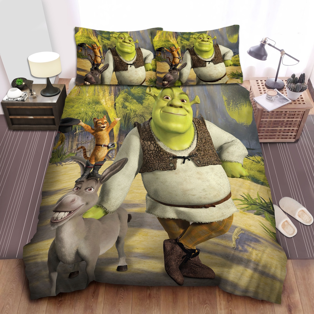 Shrek Big Ogre And His Closest Friends Bed Sheets Spread Duvet Cover Bedding Set - Unique Anime Apparel for Fans