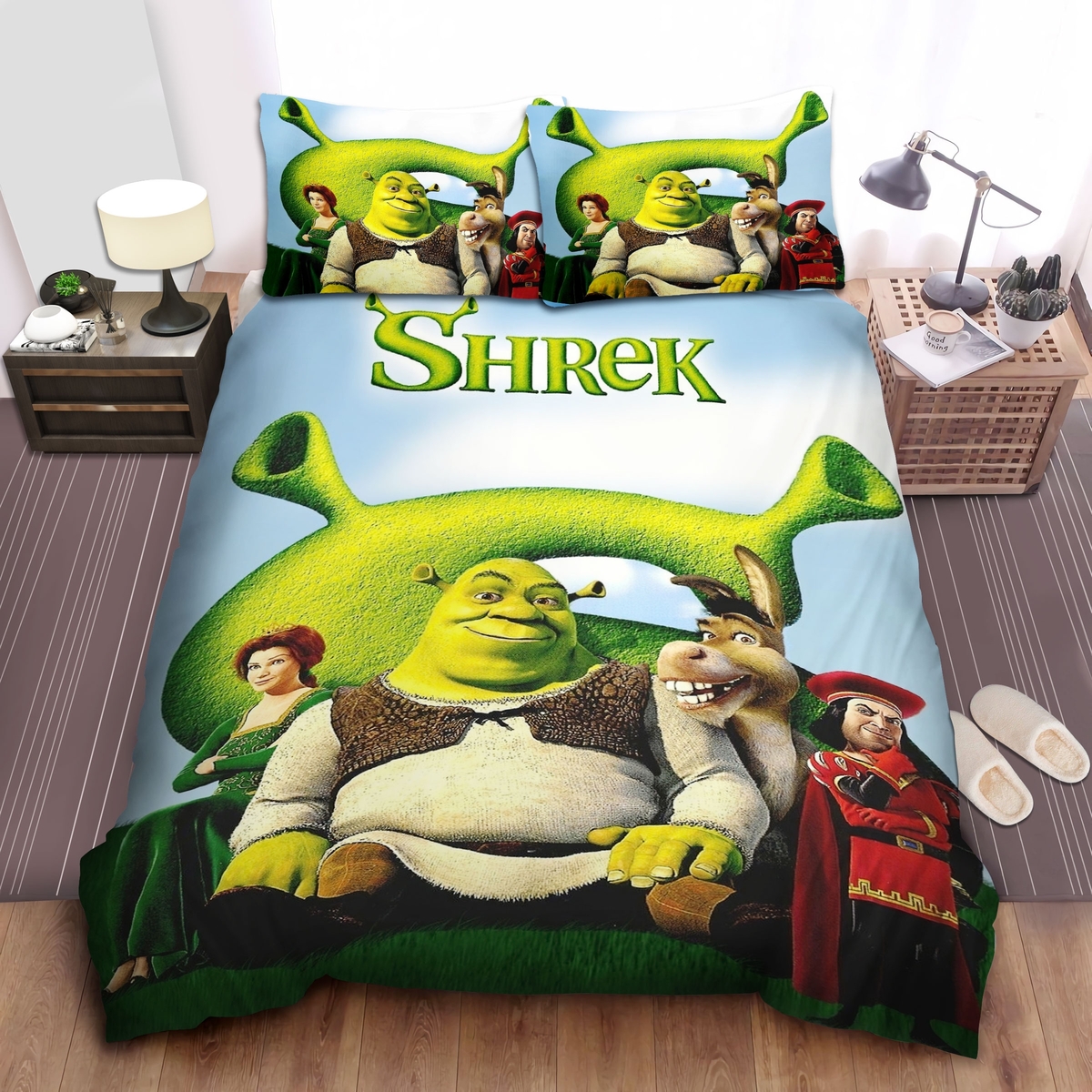 Shrek First Movie Wallpaper Bed Sheets Spread Duvet Cover Bedding Set - Unique Anime Apparel for Fans