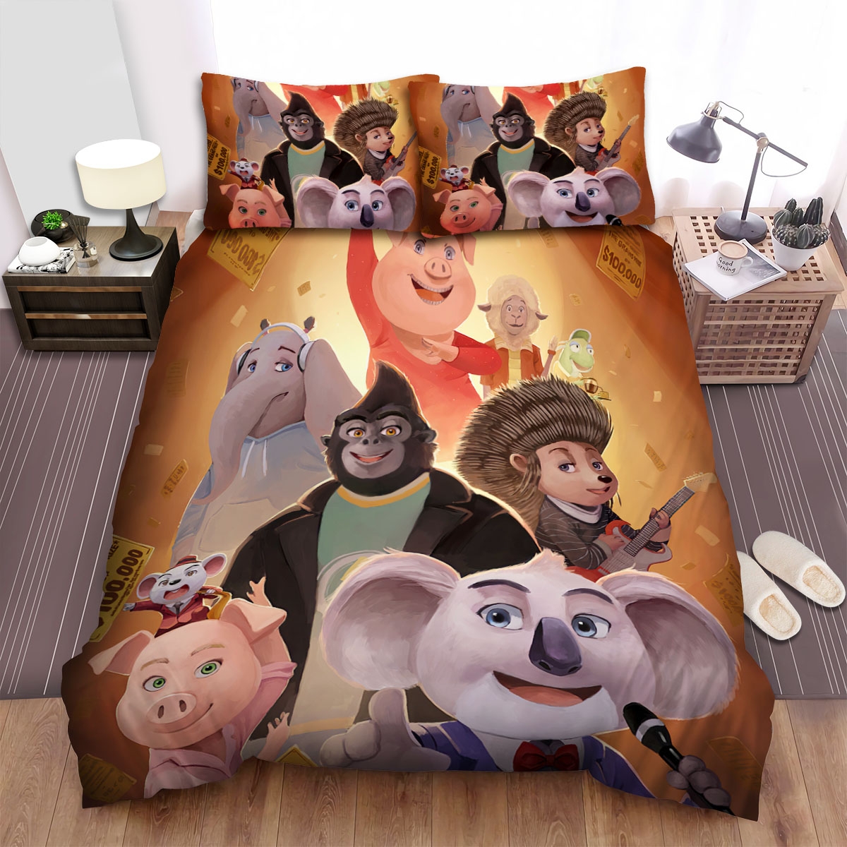 Sing Movie Main Characters Key Art Bed Sheets Spread Duvet Cover Bedding Set - Unique Anime Apparel for Fans